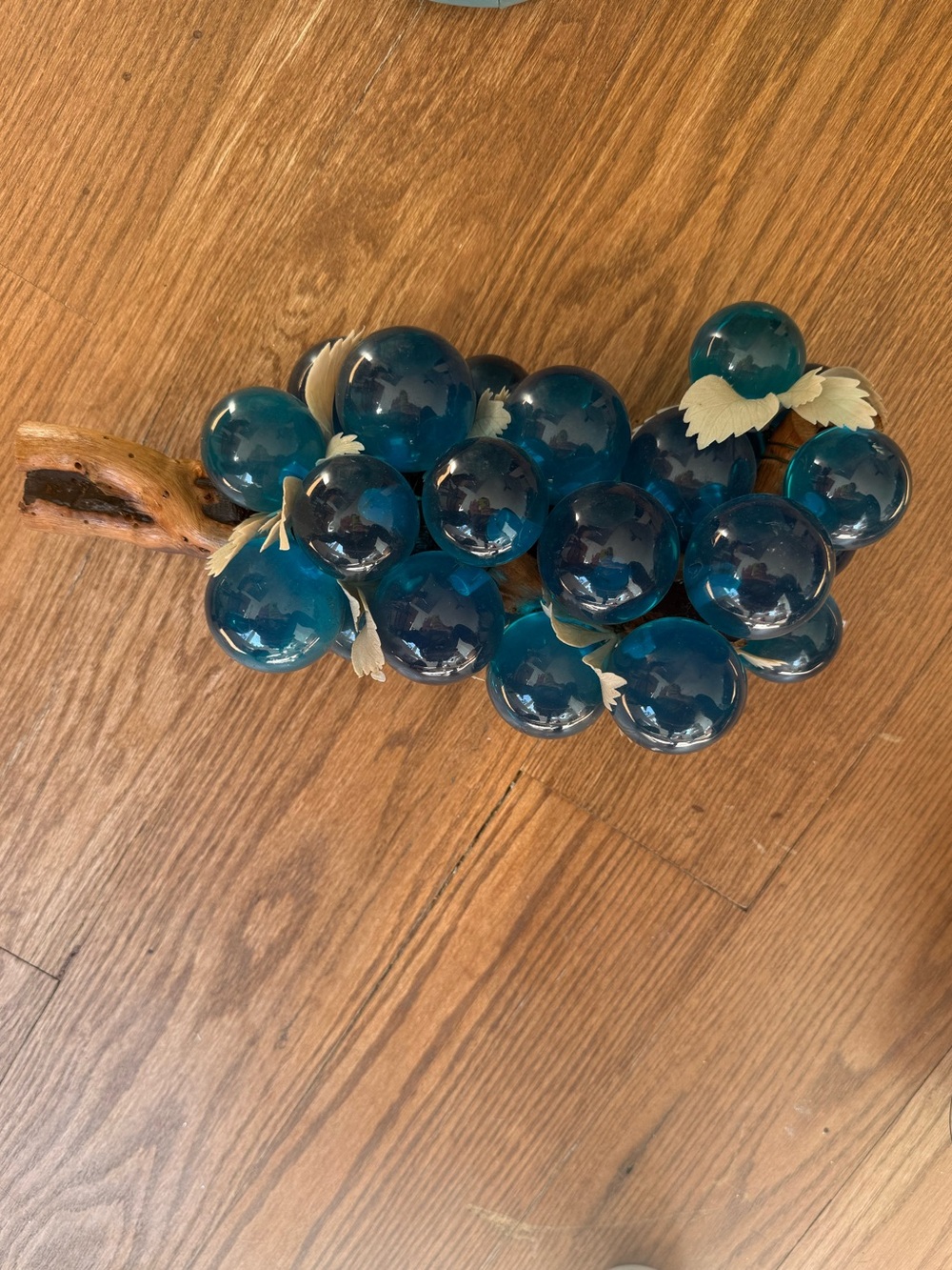 HUGE vintage lucite grapes / grape cluster in bright blue MCM